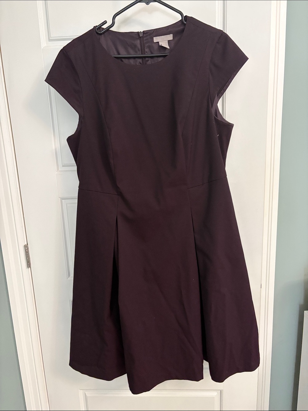 H&M Cap-Sleeve Midi Dress in Deep Plum
